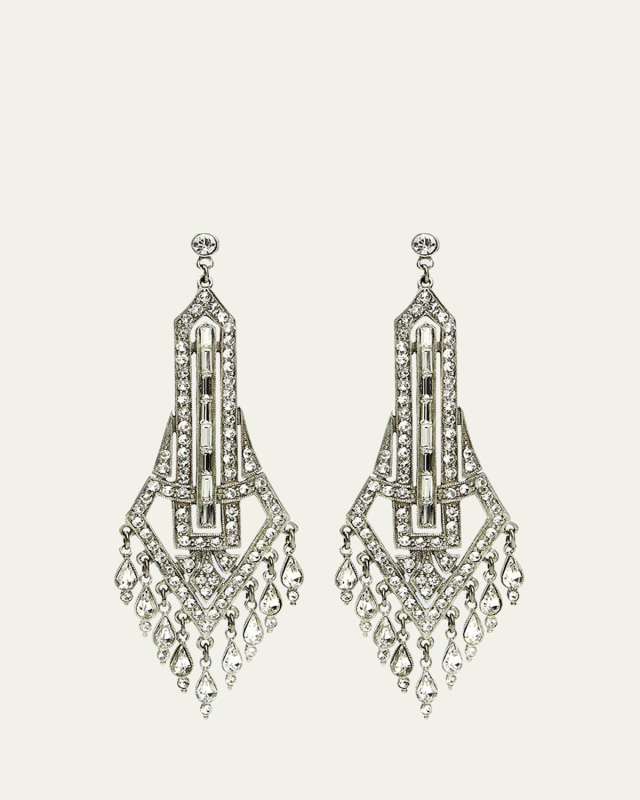 Silver Deco Chandelier Crystal Drop Earrings